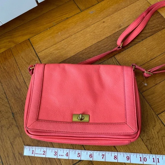 J. CREW HANDBAG TILLARY PURSE NEON CORAL LEATHER CROSSBODY - CLUTCH - Picture 7 of 10